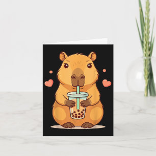 かわいいカピバラボバティーバブル齧歯動物の女10代ののギ カード