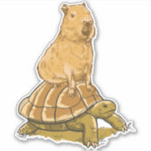 かわいいカピバラ動物カメカピバラ シール (正面)