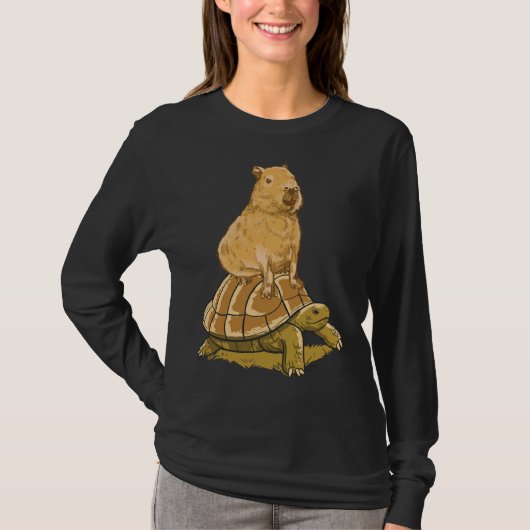 かわいいカピバラ動物カメカピバラ Tシャツ (正面)