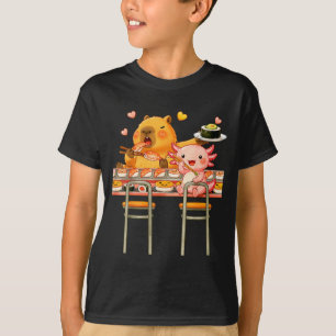 かわいいカピバラ寿司とウーパールーパー・ボバ・かわいい男の子 Tシャツ