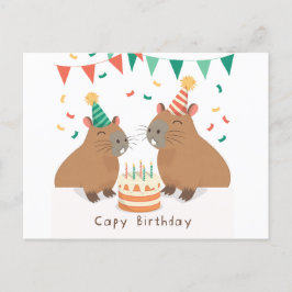 かわいいカピバラ祝家の誕生日 ポストカード