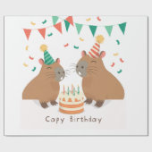 かわいいカピバラ祝家の誕生日 ラッピングペーパー (フラット)