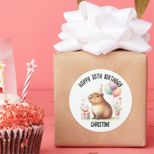 かわいいカピバラ誕生日パーティーの好意 ラウンドシール (パーティー)