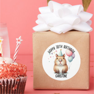 かわいいカピバラ誕生日パーティーの好意 ラウンドシール
