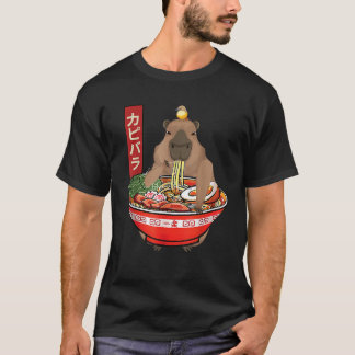 かわいいカピバラ食べ物ラーメン麺アニメジャパネス Tシャツ