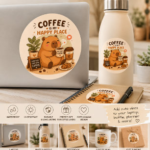 かわいいカピバラ コーヒーステッカー かわいいコーヒー好き ラウンドシール