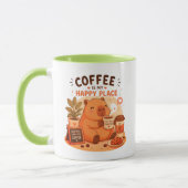 かわいいカピバラ コーヒー好き マグカップ | コーヒーは私の幸せ (左)
