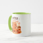 かわいいカピバラ コーヒー好き マグカップ | コーヒーは私の幸せ (正面左)