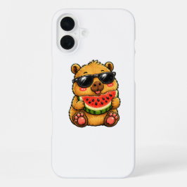 かわいいカピバラ スイカ 涼しげ サマー iPhone 16 PLUSケース