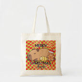 かわいいカピバラ メリークリスマス 名前 トートバッグ (正面)