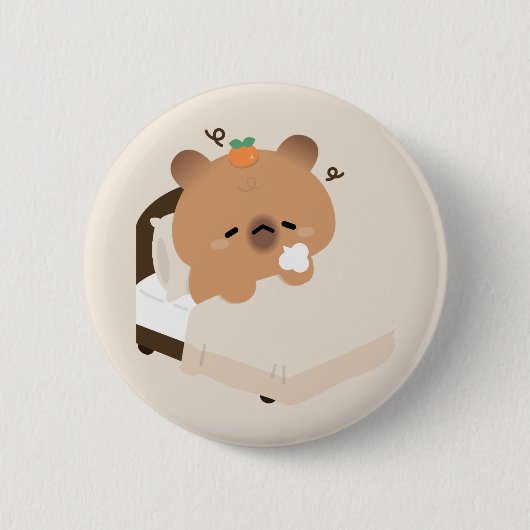 かわいいカピバラ 缶バッジ (正面)
