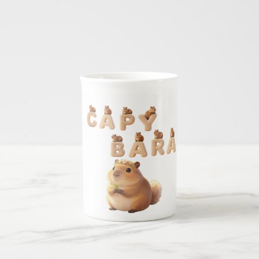 かわいいカピバラ 陶器マグカップ もふもふ 動物 コーヒー カップ (正面)