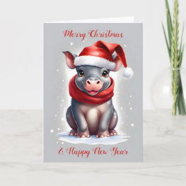 かわいいカピポタムスサンタハット新年 シーズンカード