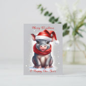 かわいいカピポタムスサンタハット新年 シーズンポストカード (スタンド正面)