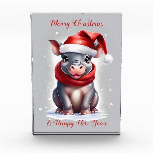 かわいいカピポタムスサンタハット新年 フォトブロック (正面)