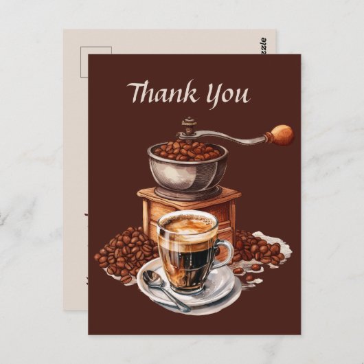 かわいいカフェのありがとうまたは出店者 ポストカード (正面/裏面)