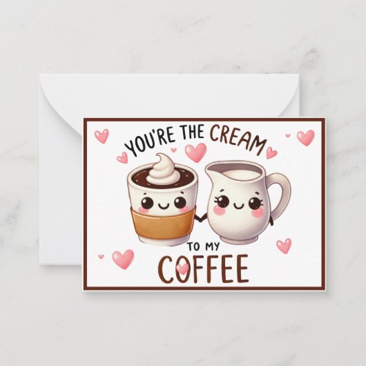 かわいいカフェオレとクリーム ノートカード (正面)