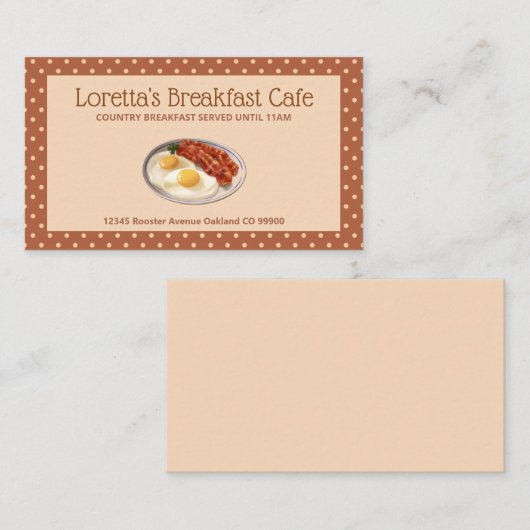 かわいいカフェレストランフード水玉模様 名刺 (正面/裏面)