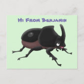 かわいいカブトムシの漫画イラストレーション ポストカード (正面)