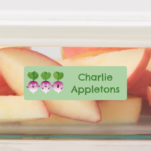 かわいいカブ野菜トリオパーソナライズされた漫画 ラベル (貼付)