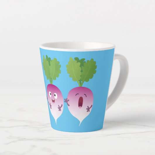 かわいいカブ野菜トリオ歌の漫画 カフェラテマグ (右アングル)