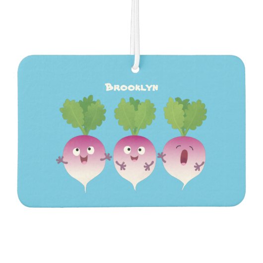 かわいいカブ野菜トリオ歌の漫画 カーエアーフレッシュナー (正面)