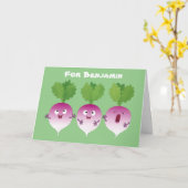 かわいいカブ野菜トリオ歌の漫画 カード (黄色い花)