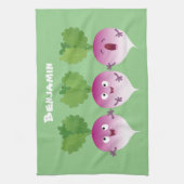 かわいいカブ野菜トリオ歌の漫画 キッチンタオル (縦)
