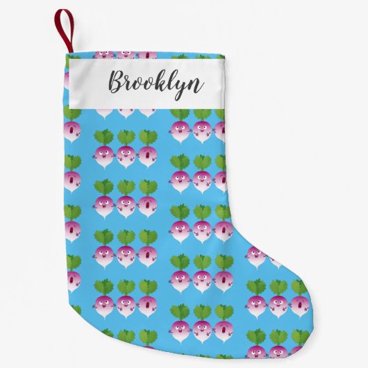 かわいいカブ野菜トリオ歌の漫画 スモールクリスマスストッキング (正面)