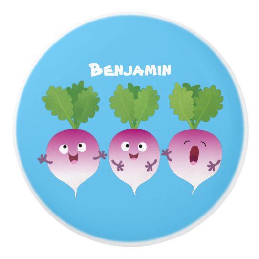 かわいいカブ野菜トリオ歌の漫画 セラミックノブ (正面)