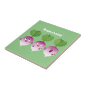 かわいいカブ野菜トリオ歌の漫画 タイル (側面)