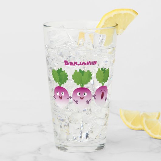 かわいいカブ野菜トリオ歌の漫画 タンブラーグラス (アイス裏面)