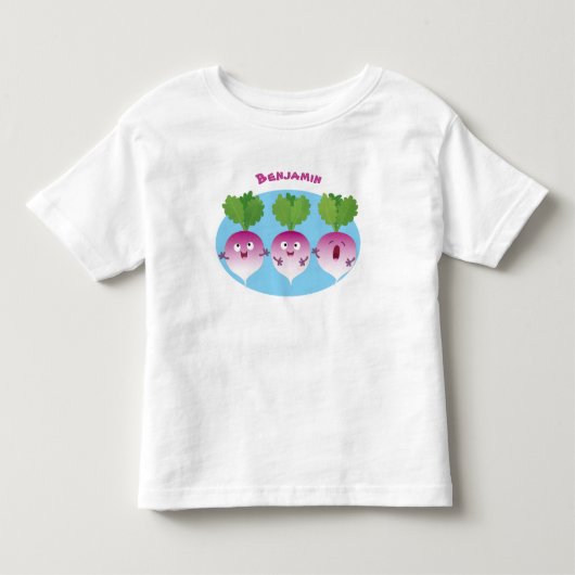 かわいいカブ野菜トリオ歌の漫画 トドラーTシャツ (正面)