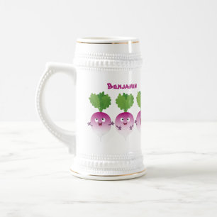 かわいいカブ野菜トリオ歌の漫画 ビールジョッキ