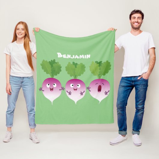 かわいいカブ野菜トリオ歌の漫画 フリースブランケット (インサイチュ)