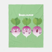 かわいいカブ野菜トリオ歌の漫画 フリースブランケット (正面)
