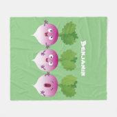 かわいいカブ野菜トリオ歌の漫画 フリースブランケット (正面(横))