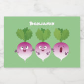 かわいいカブ野菜トリオ歌の漫画 フードラベル (シングルラベル)