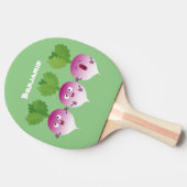 かわいいカブ野菜トリオ歌の漫画 卓球ラケット (横)