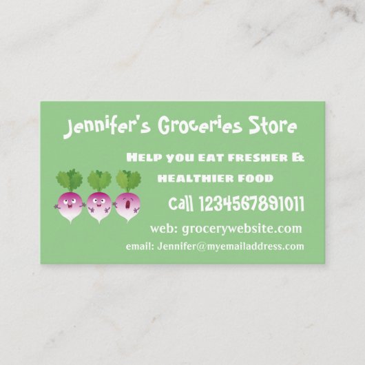 かわいいカブ野菜トリオ歌の漫画 名刺 (正面)