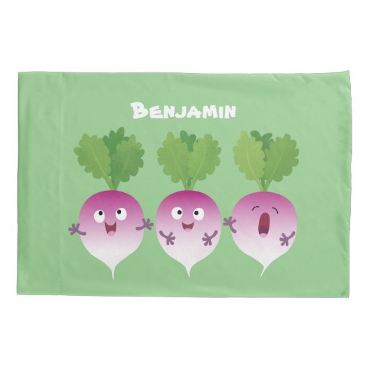 かわいいカブ野菜トリオ歌の漫画 枕カバー (裏面)