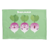 かわいいカブ野菜トリオ歌の漫画 枕カバー (正面)