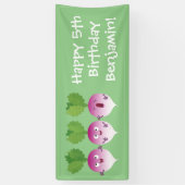 かわいいカブ野菜トリオ歌の漫画 横断幕 (縦)