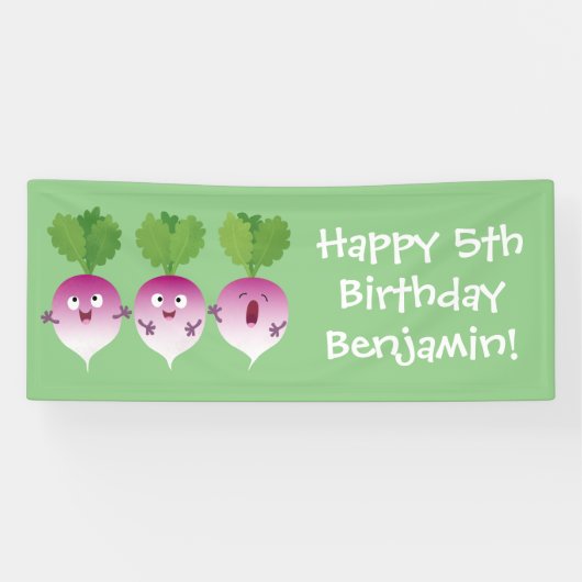 かわいいカブ野菜トリオ歌の漫画 横断幕 (横)