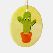 かわいいカボサボテン絵画のクリスマス セラミックオーナメント (右)