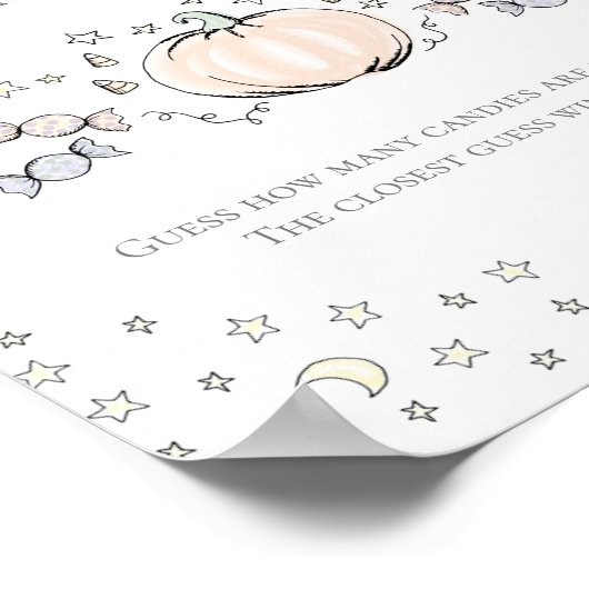 かわいいカボチャお菓子の数の赤ちゃんシャワーゲーム ポスター (角)