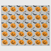 かわいいカボチャこうもり不気味怖いハロウィーンギフト ラッピングペーパー (フラット)