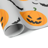 かわいいカボチャこうもり不気味怖いハロウィーンギフト ラッピングペーパー (ロールコーナー)