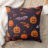 かわいいカボチャとこうもり クッション (ブランケット)