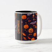 かわいいカボチャとこうもり ツートーンマグカップ (正面右)